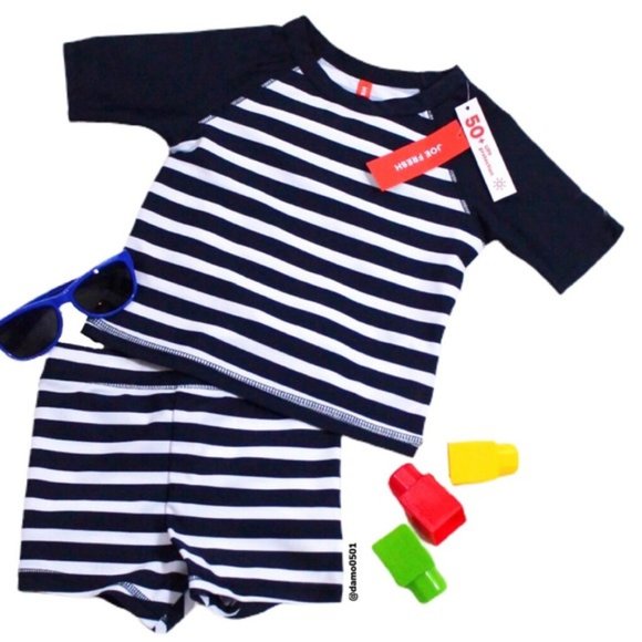 🎈SOLD🎈NWT Joe Fresh Baby Boys Navy UPF 50 Rashgu - Picture 2 of 10